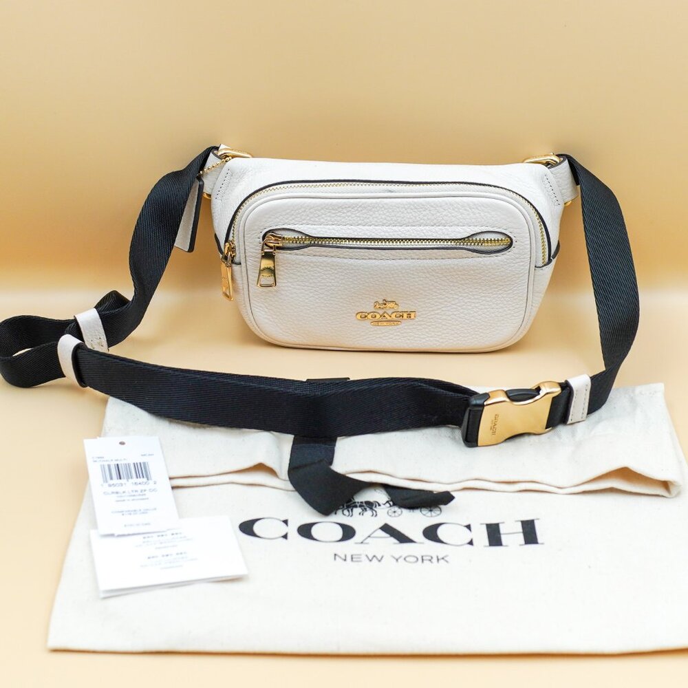 LIKE NEW! Coach Elias Mini Belt Bag  Chalk White / Black